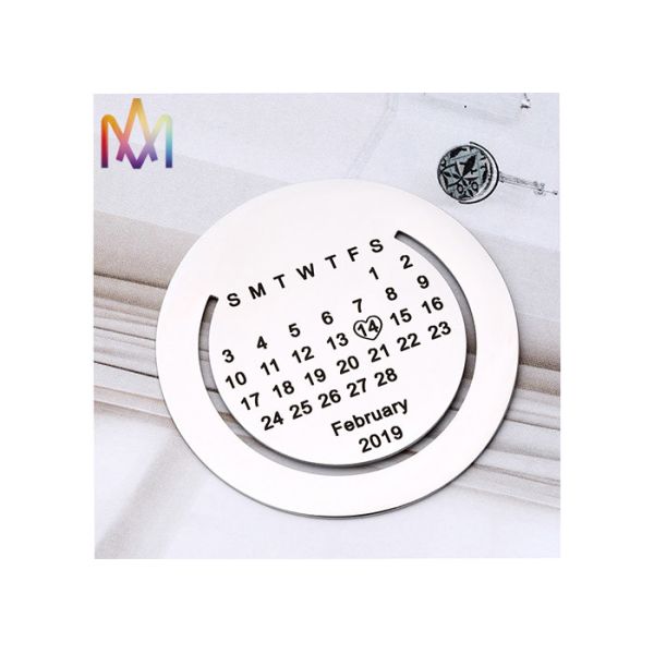 45mm Calendar Name Bookmarks Engraved Charm Tags