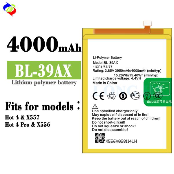 BL-39AX 4000mAh x557 Battery for Infinix HOT 4/HOT4 PRO Smartphone Replacement Battery