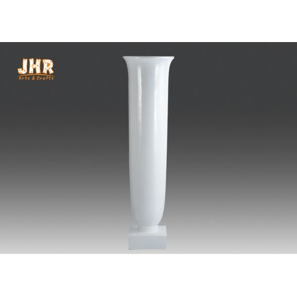 Small Glossy White Fiberglass Planters Floor Vases Decorative Flower Pots