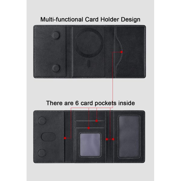 Flip iPhone Leather Wallet Luxury Magsafe Card Holder Stand OEM / ODM For IPhone