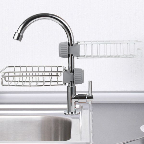 Stainless Steel Kitchen Faucet Sponge Holder Grey Modern
