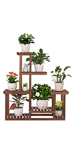 Wood Plant Stand Ladder Plant Shelf, Flower Pot Display Rack Freestanding Planter Holder for Organizer Multiple