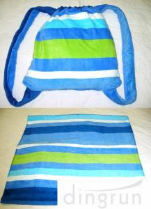 Cheap Pool Bath Embroidered Beach Towels Tote 2 In 1 Resistant Striped Blue 70cm x 150cm wholesale