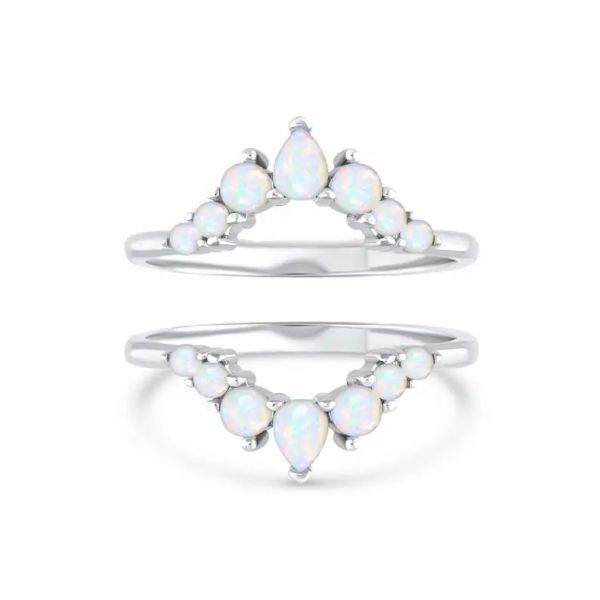 925 Silver Antique Elegant Genuine Opal Promise Engagement Wedding Anniversary Precious Rings