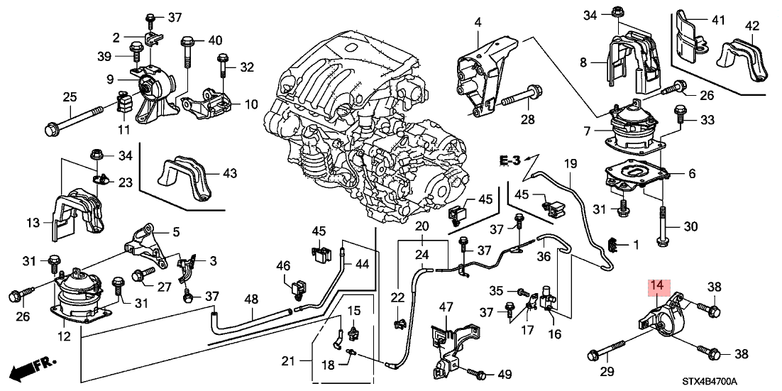 Transmission Rubber Engine Mounts 50850-STX-A03 Honda Odyssey Acura Pilot 2009-2010 AT