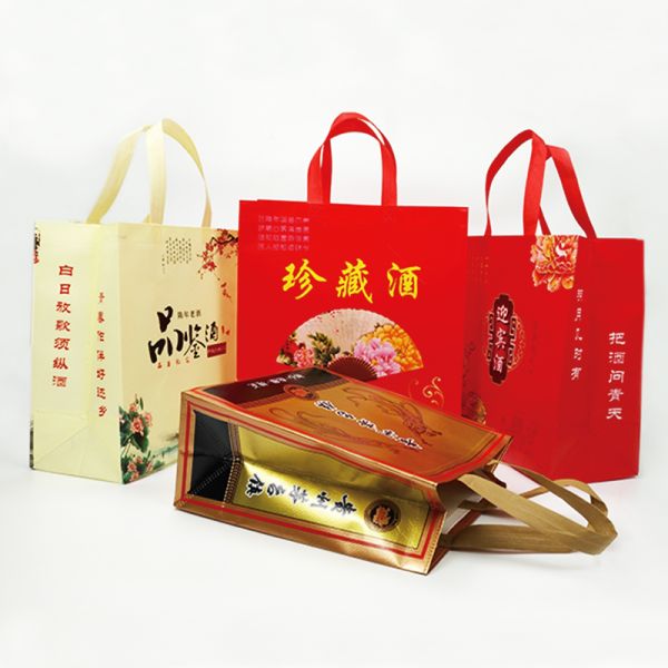 Waterproof Custom Printed Logo Gift Wrapping Tote Bags Die Cut Handle Holder Single Wine Bottle Bag