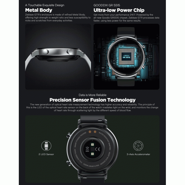 IP68 Waterproof GR5515 Zeblaze Smart Watch With Blood Preesure Monitor