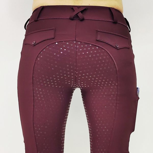 Maroon Red Ladies Horse Riding Leggings Equestrian Breeches Womens Size XXS - XL