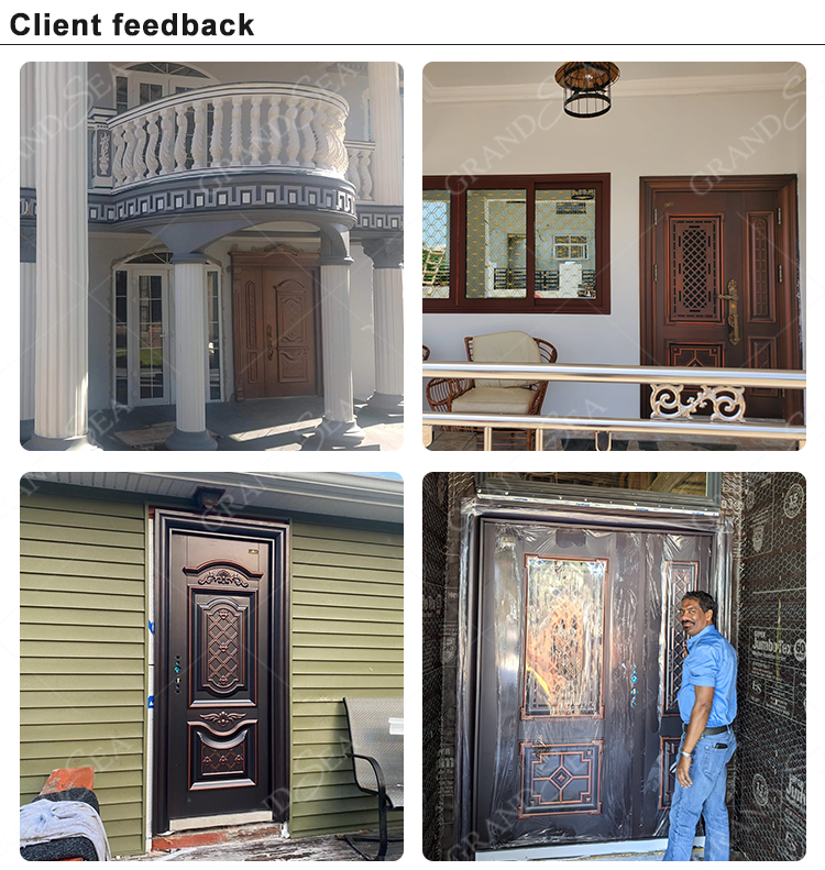 United Kingdom Style Class a Burglar Latest Design Fire Rated Main Exterior Security Steel Doors for Villa