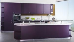 Cheap Purple colour matt lacquer kitchen cabinet,Modern kitchen design wholesale