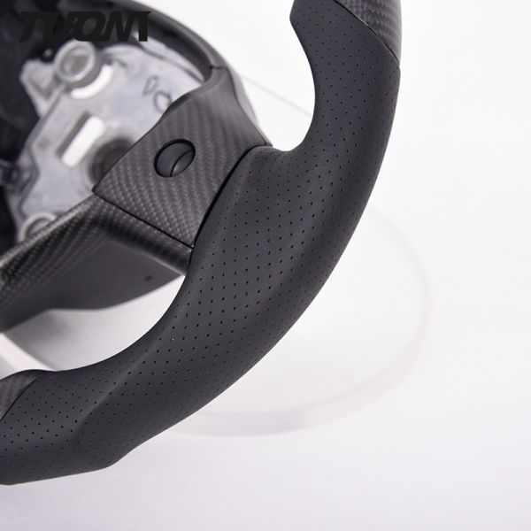 White Black Yoke Model Y Tesla Carbon Fiber Steering Wheel Plain Weave High Quality