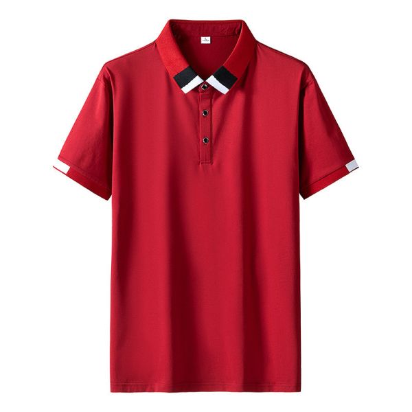 Leisure Embroidery Slim Fit Black T Shirt Mens Lapel POLO Shirts For Muscular Guys