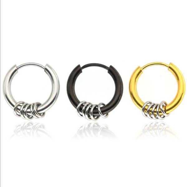 Cool Men Jewelry Accessories Small Buckle Ring Hanging Stainless Steel fashion earring findings jewelry Hoops earring