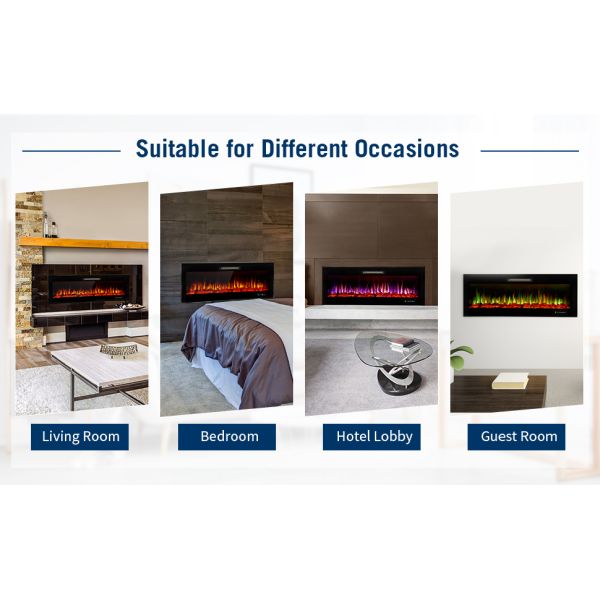 Electric Fire Place with 9 Flame Colors Wall Mounted Electric Fireplace Heater Flame