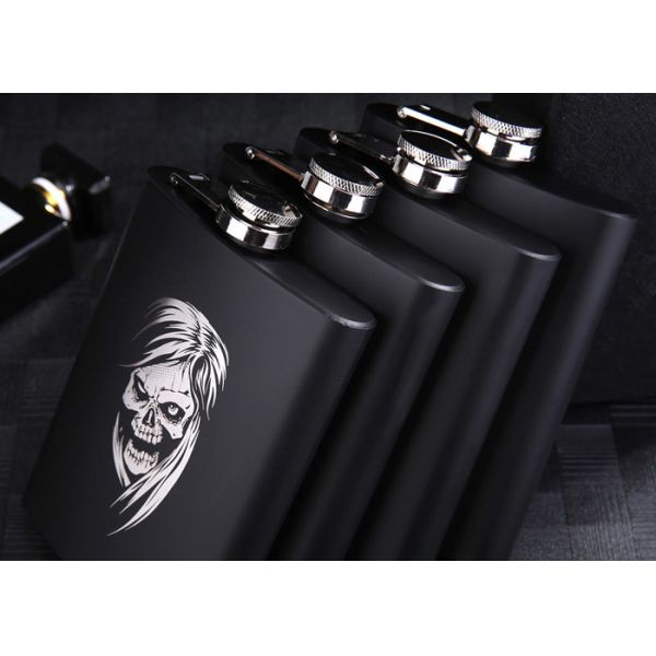 High End Kitchen Household Items Matte Black Hip Flask Spray Paint 8 Oz