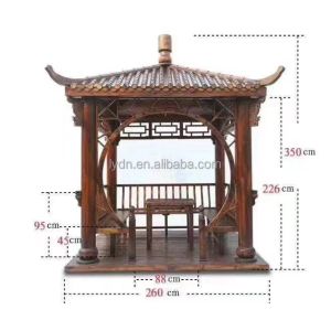 Square Garden Wooden Pavilion Gazebo Hexagon Pergola Grey 2.6m