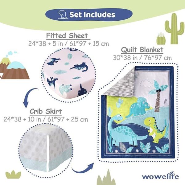 Premium 3-Piece Cartoon Baby Bedding Set , Newborn& Infant Nursery Bedding Set