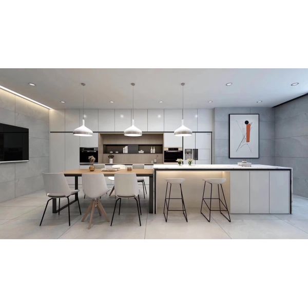 White PET modern kitchen cabinet