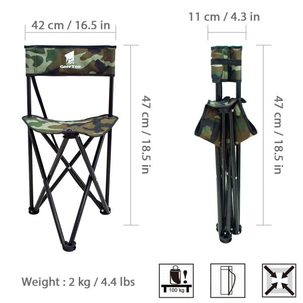 Heat Resistant 2kg Tripod Camping Chair For Fishing