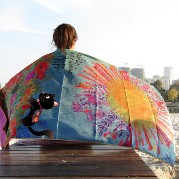 RPET Recycled Plastic Bottle Fibre Double Sided Printed Sand Free Microfiber Swimming Custom Beach Towel