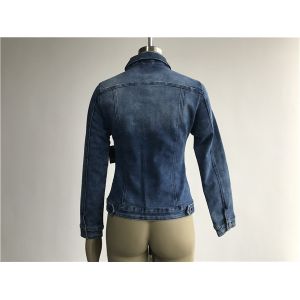 Professional Ladies Denim Jacket Button Through Trucker Jacket TW76185