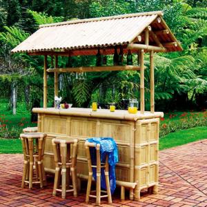 Cheap 220 Cm Height Bamboo Tiki Bar With Roof 4 Pieces Bamboo Bar Stools wholesale