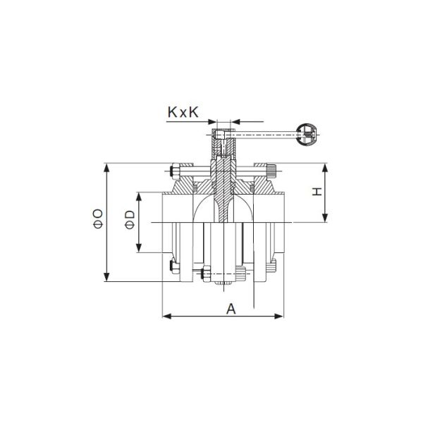 Dimension of Sanitary Three-piece Butterfly Valve – DIN Series