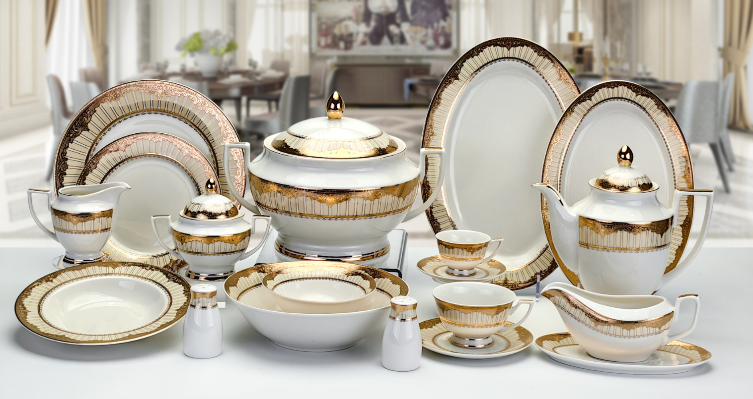 Buy cheap 66 Pcs Full Gold Egypt/Middle East Dinner Set (Real Gold Dinner Set ) from wholesalers