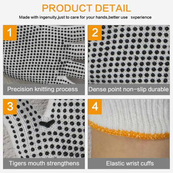 PVC Black Double-Sided Dotted Cotton Knitted Work Gloves Construction / Hand Protection / Anti Slip And Durable Glov