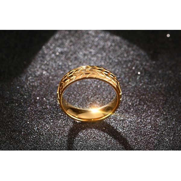 Wedding Engagement Gift Stainless Steel Tire Tread Ring Plating 6mm For Couple