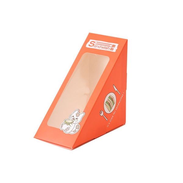 Portable Triangular Cardboard Sandwich Box Packaging Eco Friendly Food Grade