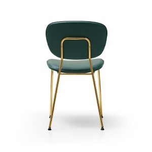 Green Elegant Leather Dining Chairs / Small Stackable Olga Dining Chair