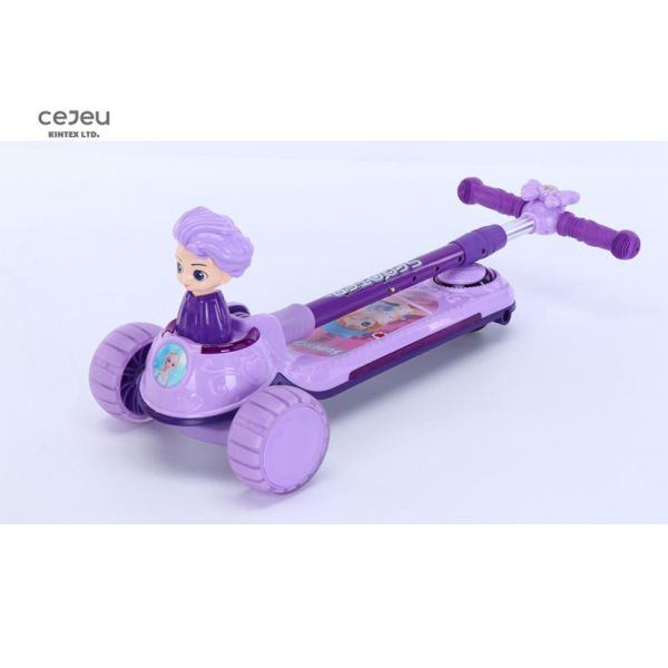 55*17*39CM Baby Kick Scooter 3 Position Adjusted Princess Kick Scooter With PU Silient Wheel
