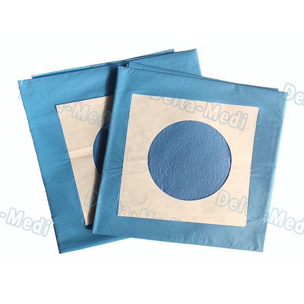 Blue Surgery Sterile Disposable Drapes With Circle Hole / Adhesive Tape