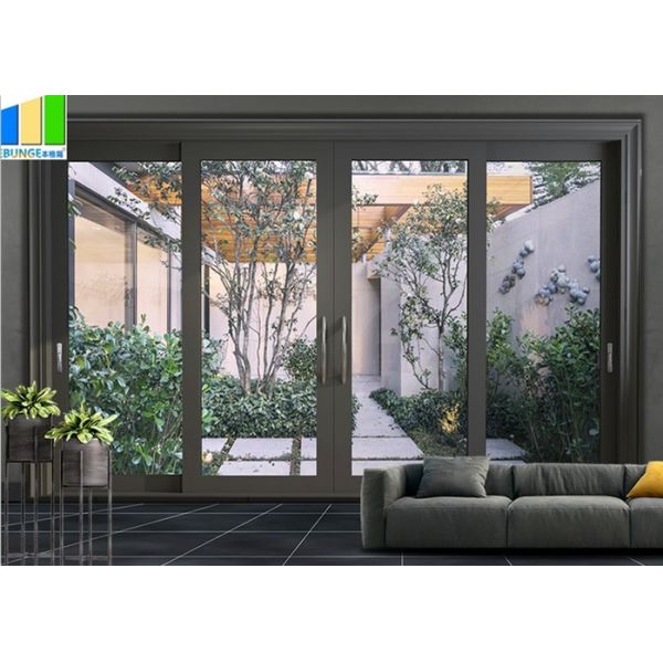 EBUNGE Commercial Exterior Accordion Double Glazed Glass Doors Sliding Bifolding Door For Residential