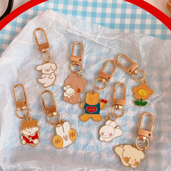 Rabbit Key Chain Ornaments , Die Cutting Crystal Pendant Keychain 16mm Thick