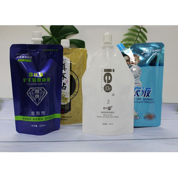 Colorful Printed Liquid Spout Pouch For Washing Laundry Detergent / Stand Up Pouch With Spout