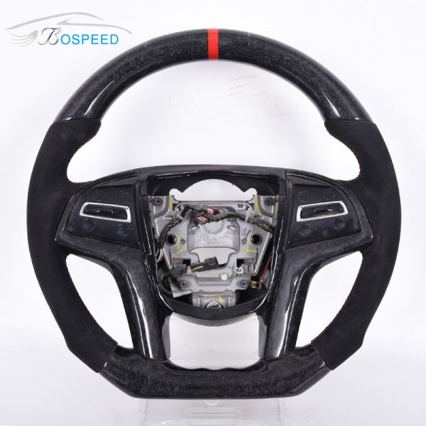 Real Forged Carbon Fiber Cadillac Srx Steering Wheel Custom Sports Blue Stitch