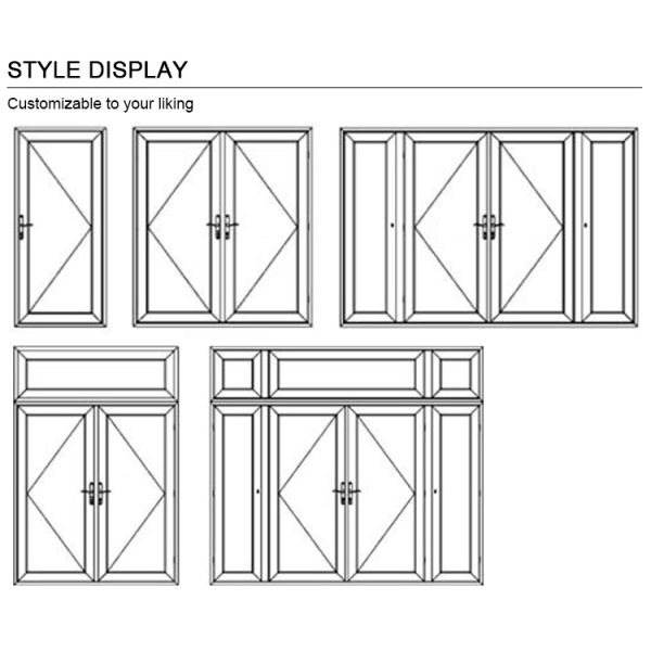 Good Sealing Performance Thermal Insulated Aluminum Swing Glass Door Hinged Single Double Doors French Style Front Casement Door