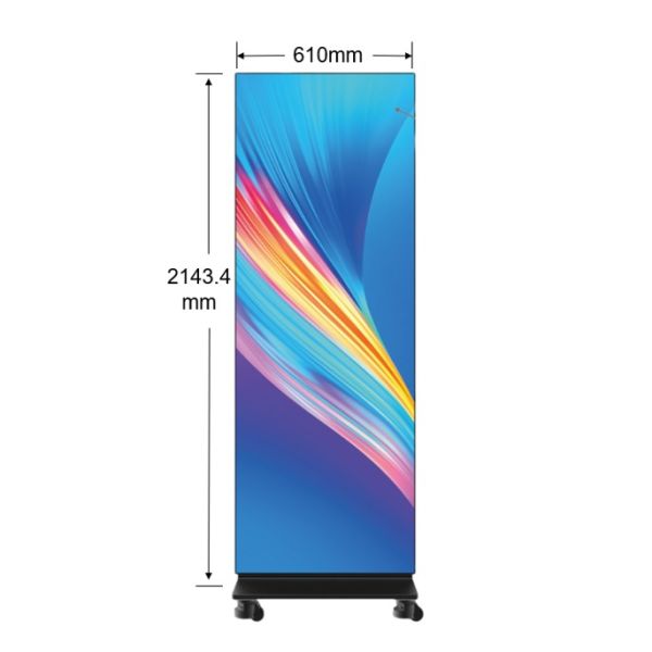 P0.9 LED Poster Display Floor Standing Foldable To Move Ultra Thin 29.5mm