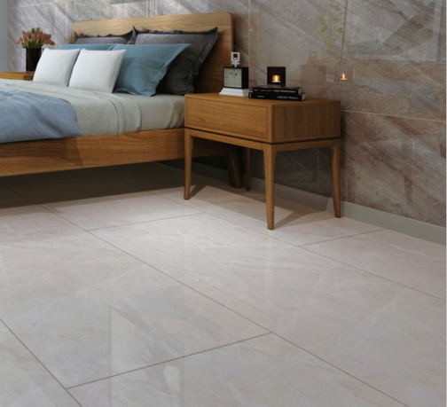 Bathroom Floor Patterned Tiles 750*1500mm Full Body Marble Design Light Grey Color