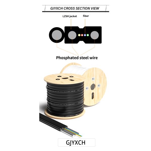 Number of Conductors ≥ 10 FTTH 2 Core Fiber Optic Drop Cable 1km GJYXCH with Custom Length