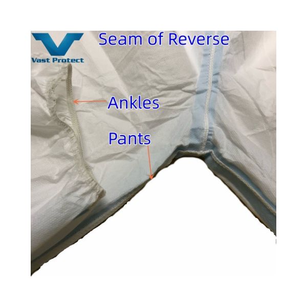 Hooded Breathable Disposable White with Blue Tape Micro Film Suit