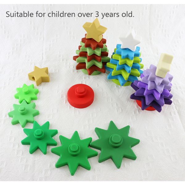 Babe Soft Silicone Stacking Rings Blocks With Christmas Tree Shape