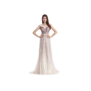 Cheap Tulle And Sequined Classy Evening Dress , Sexy Beautiful Evening Dresses wholesale