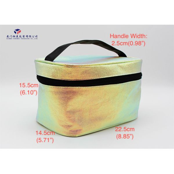 Flashing Gold Leather Cosmetic Bag Eye Catching Customized Lady Handbag