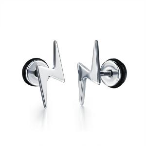 China Punk Ear Stud Earrings For Men Hip Hop Jewelry Gift Stainless Steel Screw Back Earrings Lightning Stud Earrings on sale