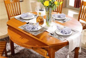 China modern round extendable solid wood dining table set on sale