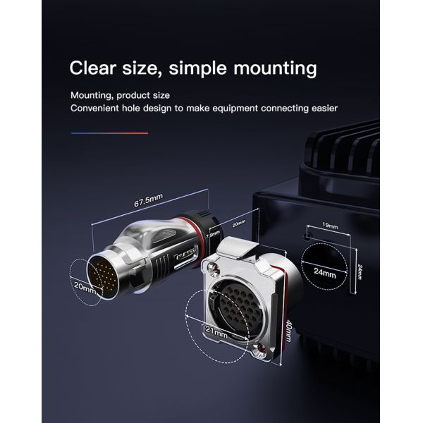 BD24 Industrial Waterproof Metal Female Male IP68 10 Pin Plug Socket Cable Connector