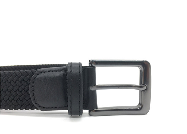 Novelty Strength Elastic Braided Belt 1.3'' Wide Fabric With Zinc Alloy Buckle